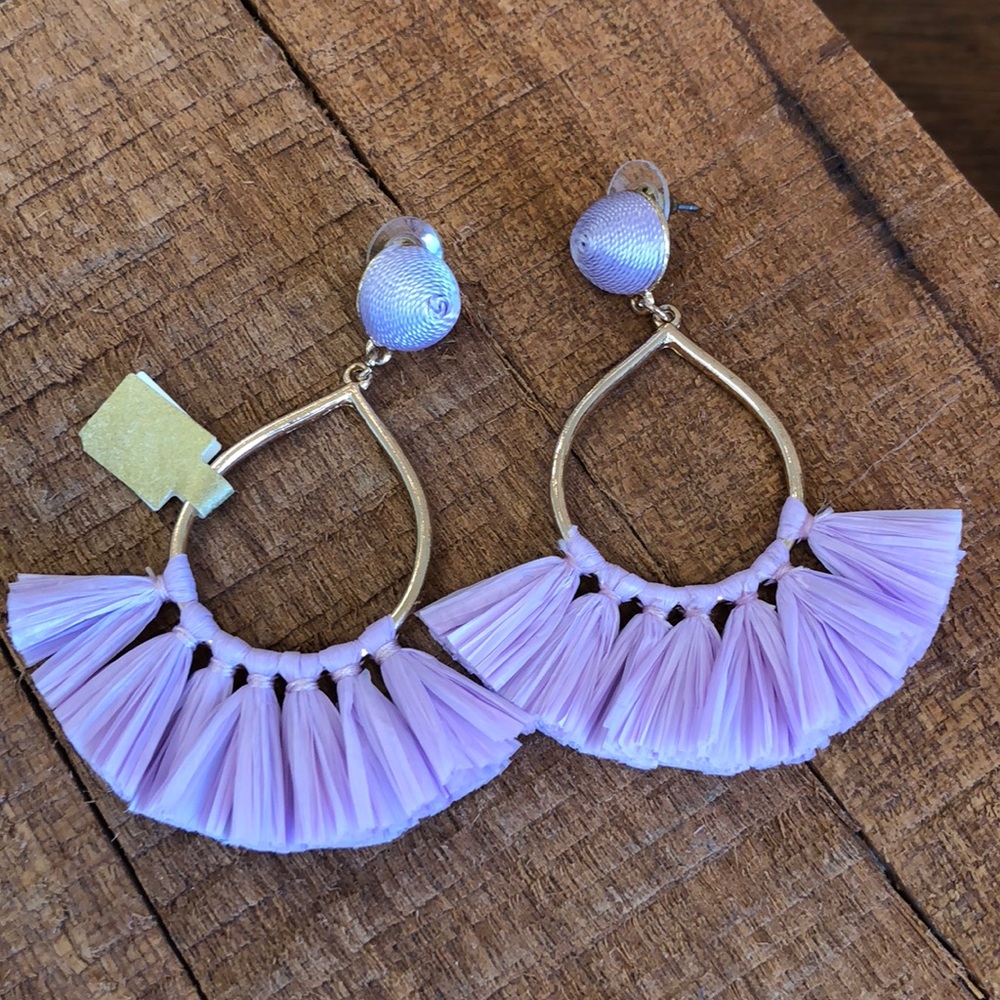 Raffia paper tassel fan earrings